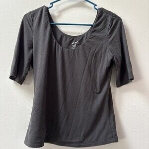 OGL Shirt Womens Large Gray Scoop Neck 3/4 Sleeve Stretch Career Business Casual